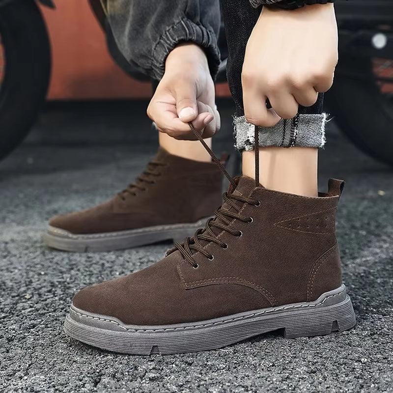 New Autumn and Winter Work Boots Men'S British Tactical Ankle Boots Fashion High Top Men'S Shoes 2021 New Sapatos Para Hombre