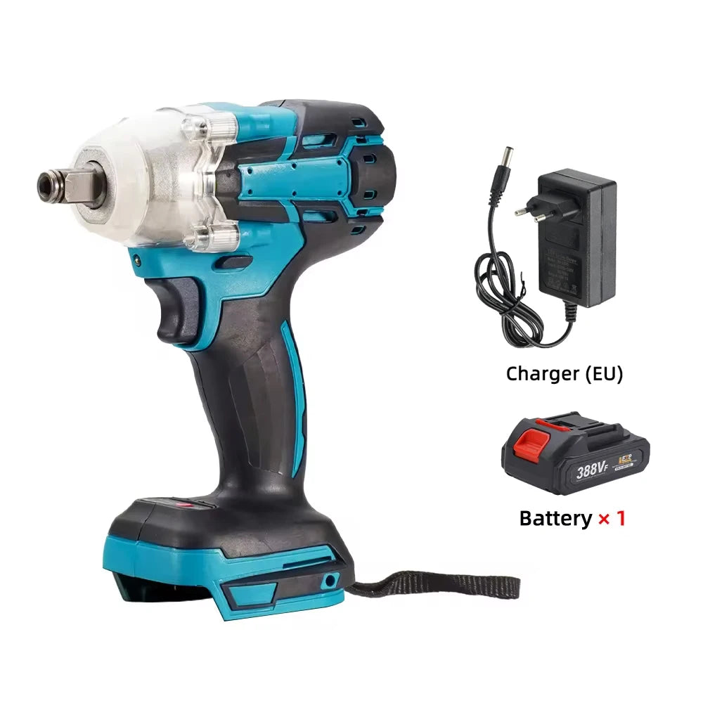 520N.M Cordless Electric Impact Wrench Brushless Electric Wrench Hand Drill Socket Power Tool for Makita 388V Battery