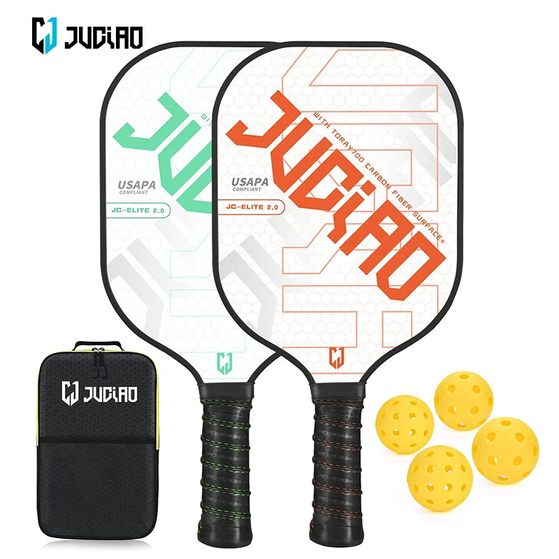 Pickleball Paddles USAPA Compliant Includes 4 Balls Thermoformed Carbon Fiber Face Lightweight Pickleball Set