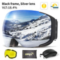 Magnetic Ski Goggles with Quick-Change Lens and Case Set 100% UV400 Protection Anti-Fog Snowboard Goggles for Men & Women