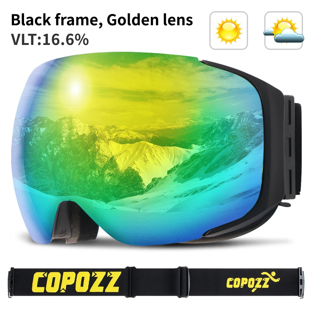 Magnetic Ski Goggles with Quick-Change Lens and Case Set 100% UV400 Protection Anti-Fog Snowboard Goggles for Men & Women