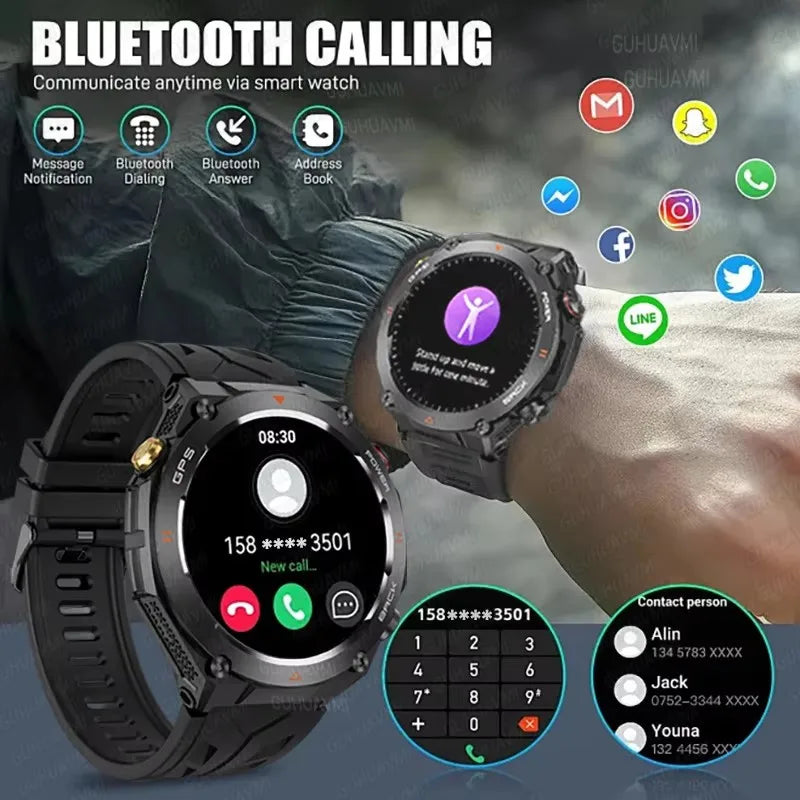  Huawei Rugged Military Smart Watch Men Sports Fitness GPS Watches Waterproof 600Mah AI Voice Bluetooth Call Smartwatch