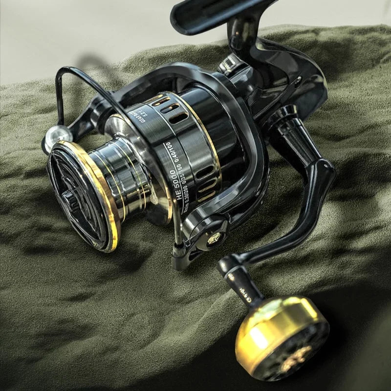 High Quality Metal Spool Fishing Spinning Reel for Carp Ball Bearings Carp Fishing Reel HE7000 Metal Line Cup Sea Tackle