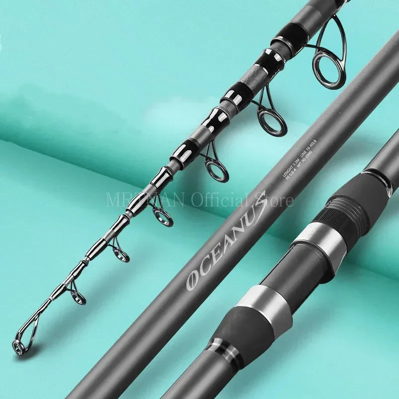 2.1M 2.4M High Carbon Fiber Portable Telescopic Fishing Rod Carp Rod Super Hard Sea Fishing Rod Throwing Rod Fishing Gear