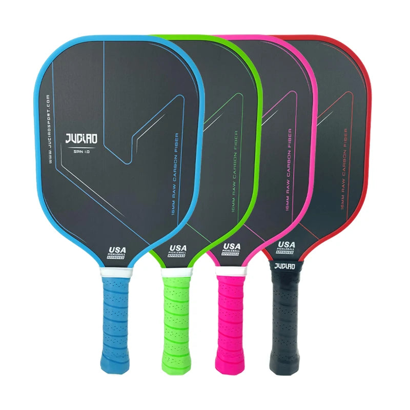 JUCIAO Thermoformed Unibody T700 Raw Carbon Fiber USAPA Approved Pickleball Paddle Spin Textured Surface with Foam Edge