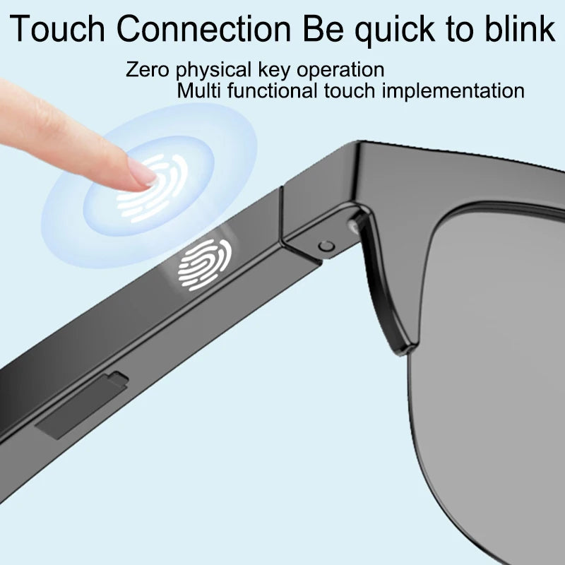 Smart Glasses Wireless Bluetooth Sunglasses Built-In Microphone Speakers Touch & Voice Assistant