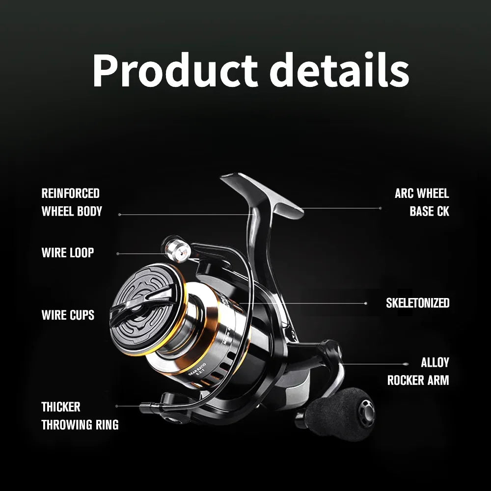 High Quality Metal Spool Fishing Spinning Reel for Carp Ball Bearings Carp Fishing Reel HE7000 Metal Line Cup Sea Tackle