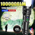 High Power LED Flashlight Type-C USB Rechargeable Long Range Tactical Torch Strong Light Lamp Outdoor Ultra Powerful Flash Light