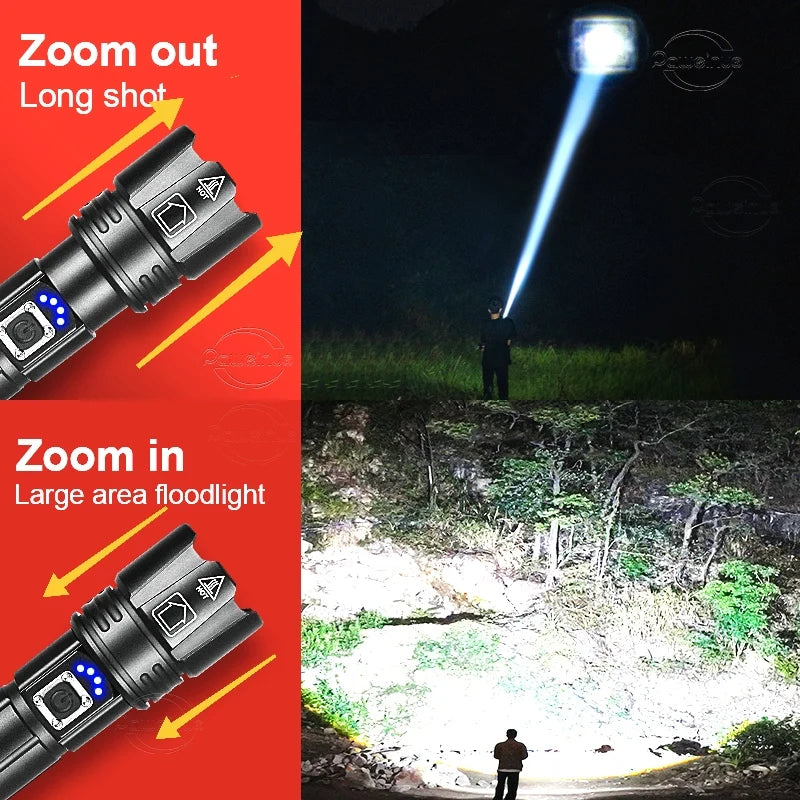 Most Powerful LED Flashlight Rechargeable Torch Lighting 1500M Tactical Lantern Ultra Powerful Flashlight with Usb Charging