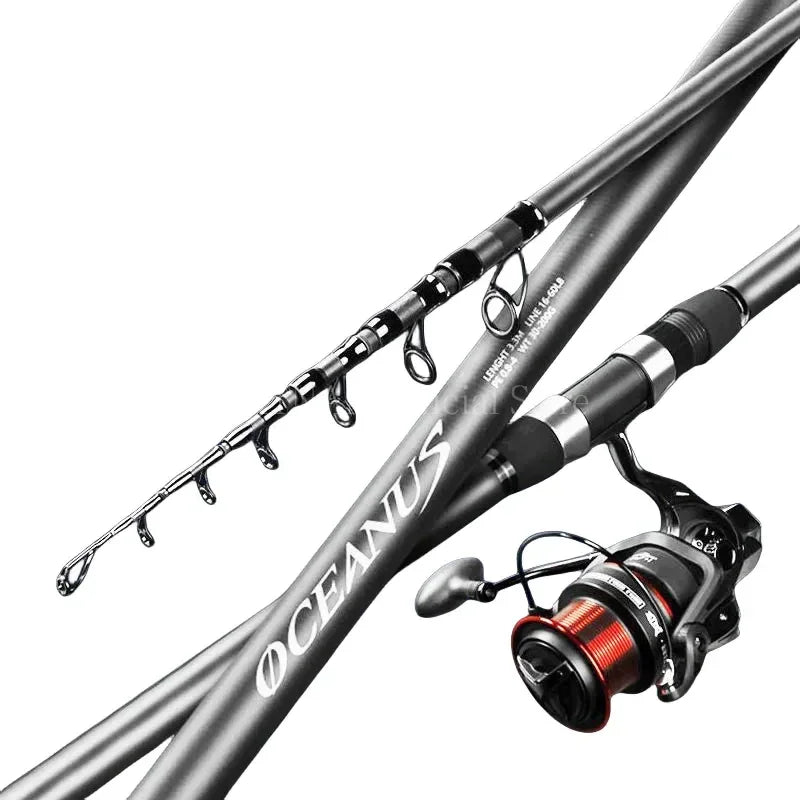 2.1M 2.4M High Carbon Fiber Portable Telescopic Fishing Rod Carp Rod Super Hard Sea Fishing Rod Throwing Rod Fishing Gear