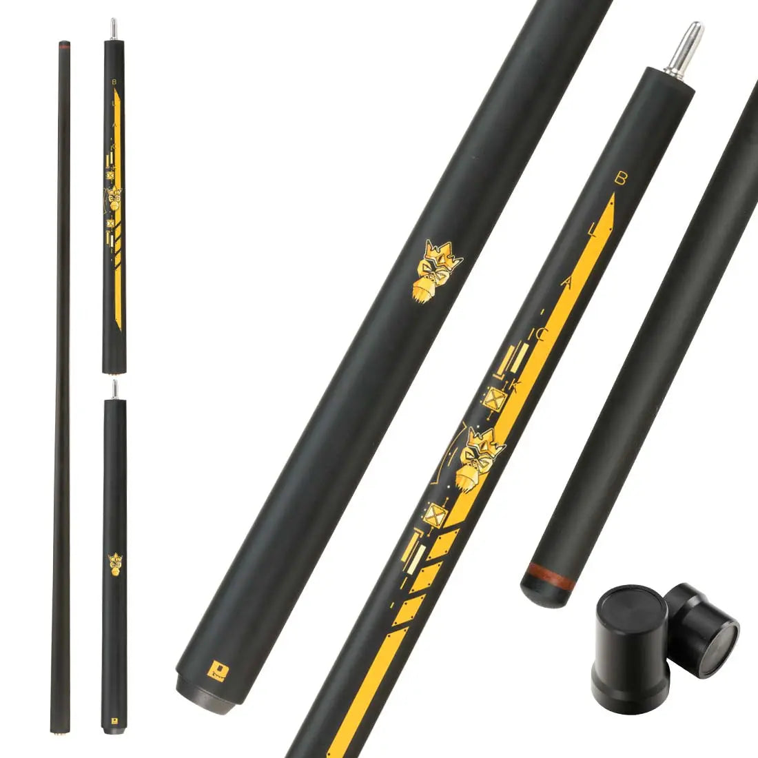 2 in 1  58" Black Evil Carbon Energy Break Punch Kick-Off Jump Billiard Pool Cue Stick 12.9Mm