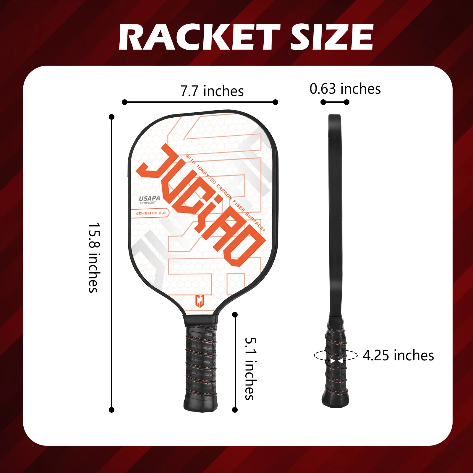 Pickleball Paddles USAPA Compliant Includes 4 Balls Thermoformed Carbon Fiber Face Lightweight Pickleball Set